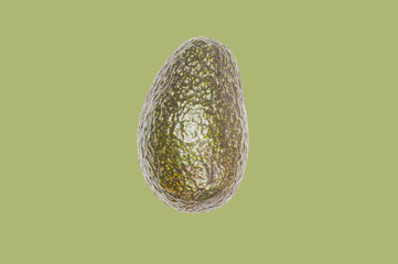 Avocado levitate in air on green background. Concept of vegetable levitation.