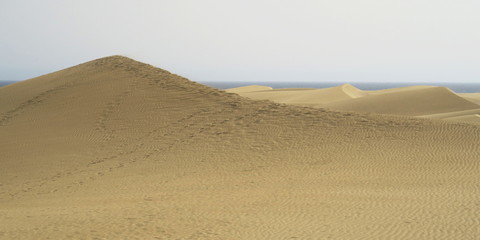Fototapeta na wymiar sand dunes in the desert near Maspalomas on the south coast of Gran Canaria