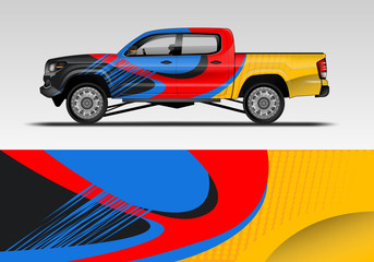 Fototapeta premium Racing car decal wrap vector designs. Truck and cargo van decal, company , rally, drift . Eps 10 