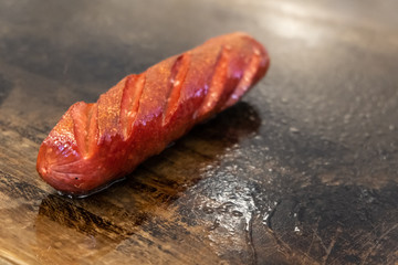 Sausage cooked to make hot dog