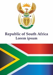 Fototapeta premium Flag of South Africa, Republic of South Africa. Template for award design, an official document with the flag of South Africa. Bright, colorful vector illustration.