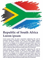 Flag of South Africa, Republic of South Africa. Template for award design, an official document with the flag of South Africa. Bright, colorful vector illustration.