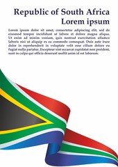 Flag of South Africa, Republic of South Africa. Template for award design, an official document with the flag of South Africa. Bright, colorful vector illustration.