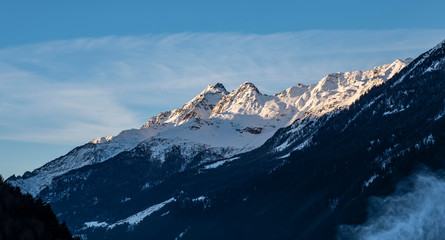 Beautiful mountains and rocks around Bormio, Sondrio, Italy. Alps, sunny winter day.