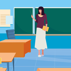 female teacher in the classroom character