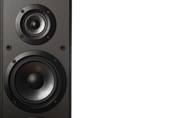 Audio speakers on white background. High quality loudspeakers