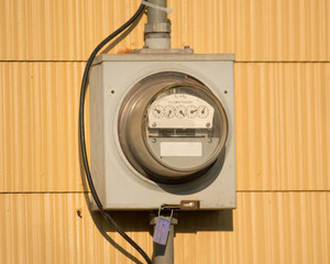 Electrical meter box on a house