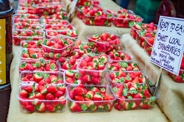 Fresh strawberries being sold in canterbury town of kent