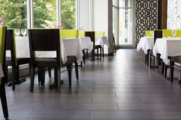 Set tables in Thai restaurant