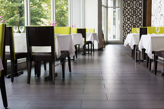 Set tables in Thai restaurant