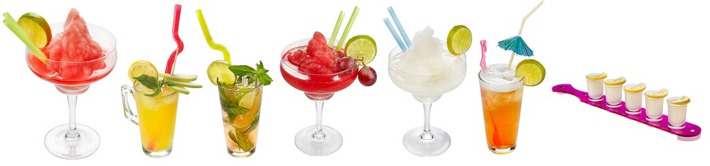 Set of cocktails isolated on white