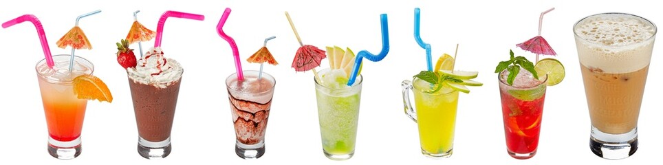 Set of cocktails isolated on white
