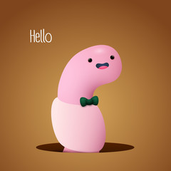 Cute little worm in a hole