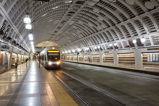 Train Pulling Into Station, Seattle, Washington, United States