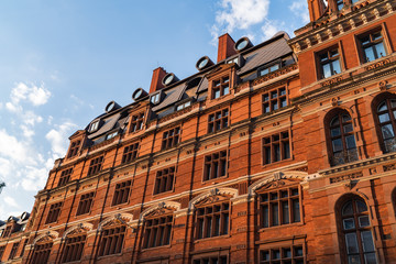 Facade of Historical Building on a Sunny Day in City of London, United Kingdom