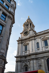 Fototapeta na wymiar Facade of Historical Building on a Sunny Day in London, United Kingdom