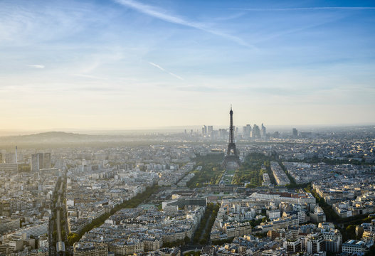 Aerial view of Paris cityscape, Paris, Ile de France, France