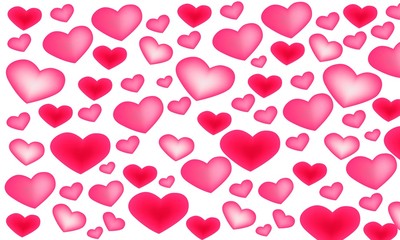 Obraz na płótnie Canvas Fondo de corazones en diferentes tonos rosas.