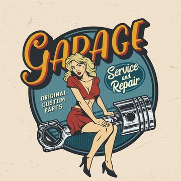 Vintage colorful garage repair service logo