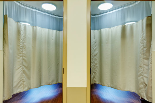 Curtains in patient rooms in assisted living facility