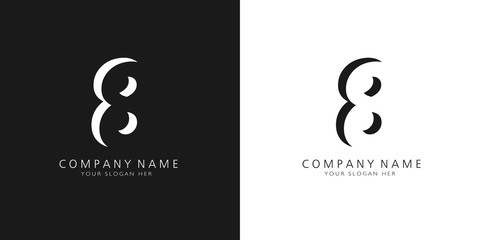 8 logo numbers modern black and white design	