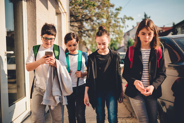 Group of children on the to school