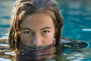 13 year old girl in swimming pool