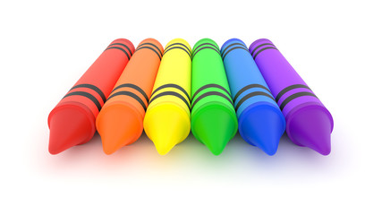 Row of crayons in rainbow order
