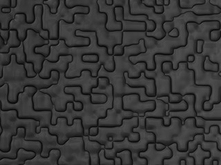 3D illustration. 3D rendering. Dark gray background with a puzzle-like pattern. fractal.