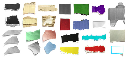 pieces of torn paper texture background, copy space.