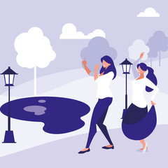 young girls dancing in the park characters