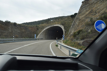 Fototapeta na wymiar Tunnel routier de la N 260 en Espagne près de Port-Bou
