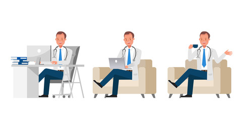 Doctor vector character design. Presentation in various action. no6