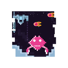 Fototapeta premium video game monster alien pixelated