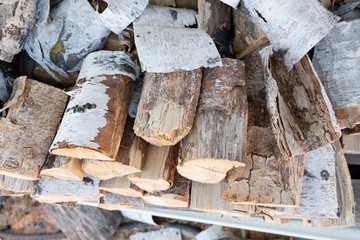 Pile of a birch firewood