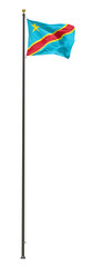 Democratic Republic of Congo flag on a pole, isolated on a white background