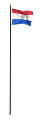 Paraguay flag on a pole, isolated on a white background