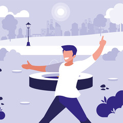 young dancer disco style in the park