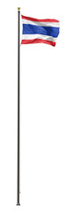 Thailand flag on a pole, isolated on a white background