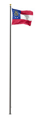 Georgia flag on a pole, isolated on a white background