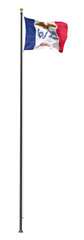 Iowa flag on a pole, isolated on a white background
