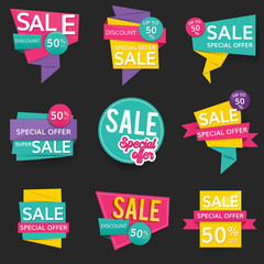 Colorful sale signs