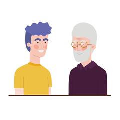 father with son talking avatar character