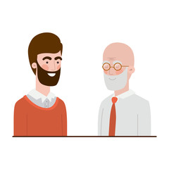 father with son talking avatar character