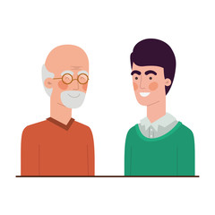 father with son talking avatar character