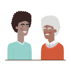 father with son talking avatar character