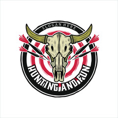 cow skull and darts vintage logo