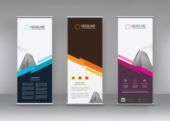Vertical banner stand template design. can use for brochure flyer, covers ,infographics ,vector abstract geometric background, modern x-banner and flag-banner advertising design element