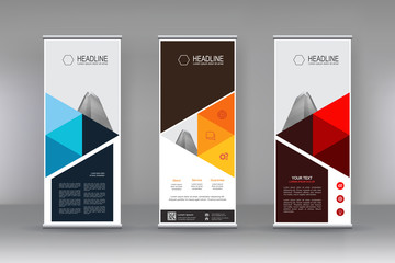 Vertical banner stand template design. can use for brochure flyer, covers ,infographics ,vector abstract geometric background, modern x-banner and flag-banner advertising design element