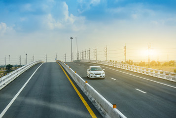 Car driving on highway road,High speed transportation